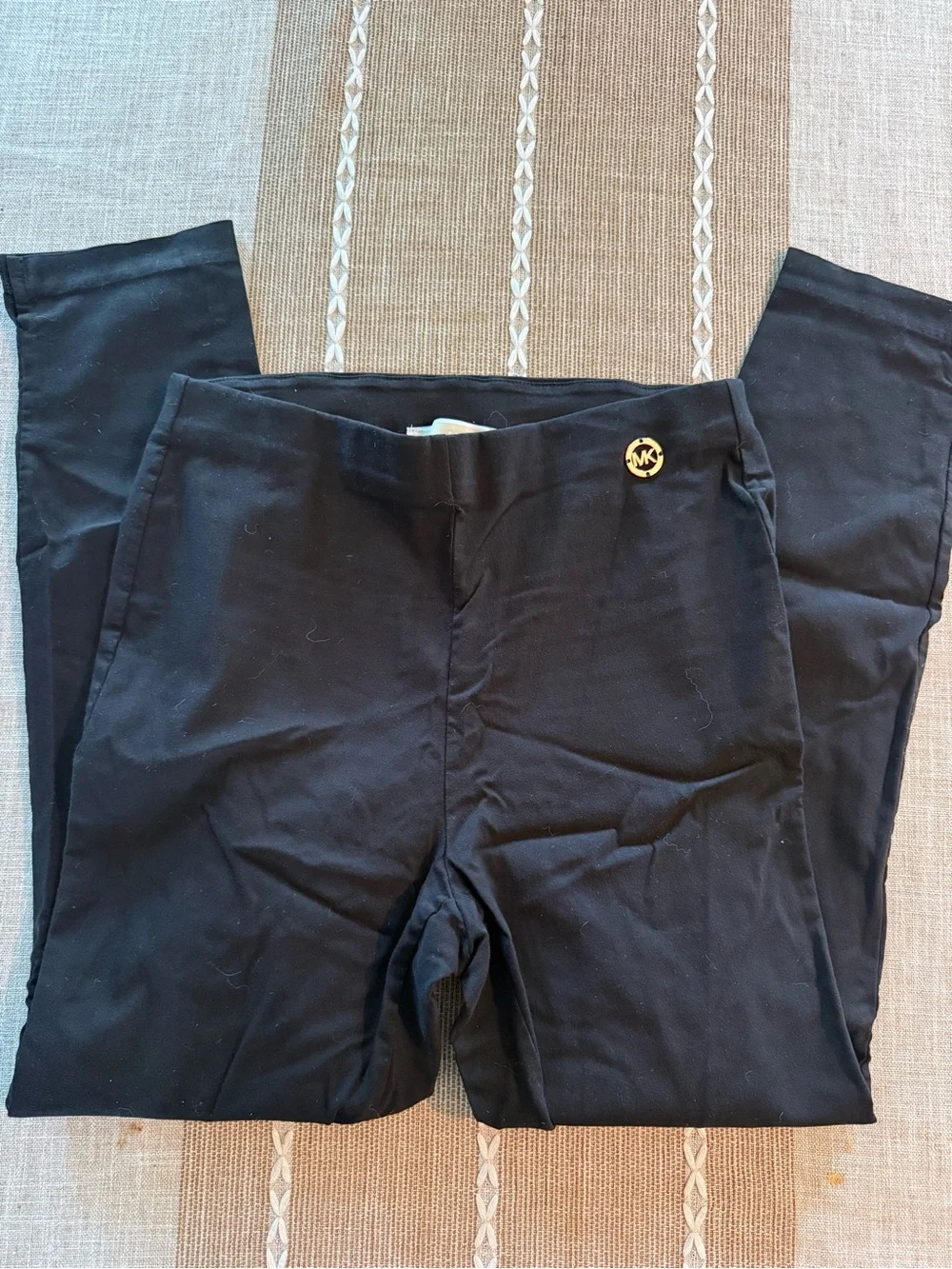 Michael Kors Black Leggings with Gold MK Accent